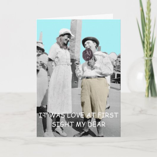 ヴィンテージおもしろい写真LOVE AT FIRST SIGHT カード (正面)