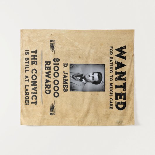 ヴィンテージおもしろい受刑者報酬の指名手配 タペストリー (正面(横))