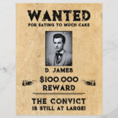 ヴィンテージおもしろい受刑者報酬の指名手配 チラシ (正面)