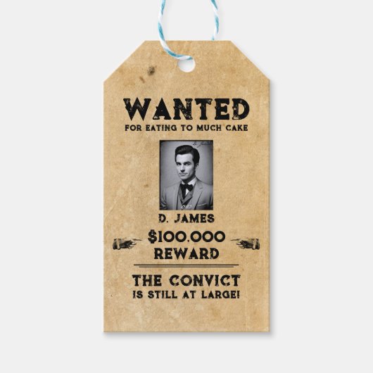 ヴィンテージおもしろい受刑者報酬ウェスタン指名手配 ギフトタグ (正面)