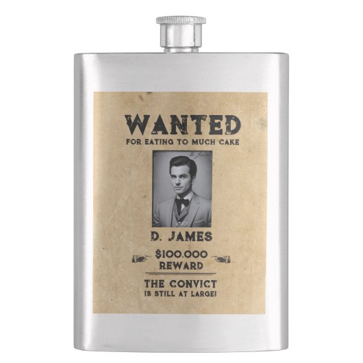 ヴィンテージおもしろい受刑者報酬ウェスタン指名手配 フラスク (正面)