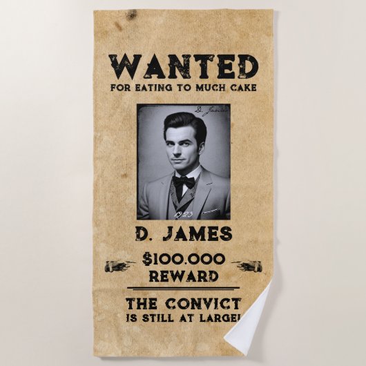 ヴィンテージおもしろい受刑者賞希望誕生日パーティー ビーチタオル (正面)