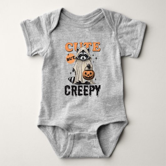 ヴィンテージおもしろい可愛いが不気味なアライグマのハロウィーン ベビーボディスーツ (正面)
