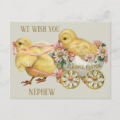 ヴィンテージおもしろい可愛い雛エッグ少年ニューフイースター シーズンポストカード (正面)