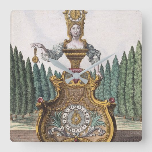 ヴィンテージおもしろい女性時計師衣装時計 スクエア壁時計 (正面)