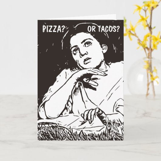 ヴィンテージおもしろい女性(タコス)誕生日カード カード (黄色い花)