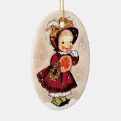 ヴィンテージおもしろい小さな女の子カスタムクリスマス セラミックオーナメント (右)