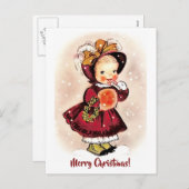 ヴィンテージおもしろい小さな女の子 シーズンポストカード (正面/裏面)