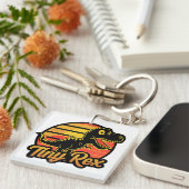 ヴィンテージおもしろい恐竜トレックスアットサンセットチニーレックス キーホルダー (正面右)