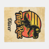 ヴィンテージおもしろい恐竜トレックスアットサンセットチニーレックス フリースブランケット (正面(横))