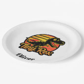 ヴィンテージおもしろい恐竜トレックスアットサンセットチニーレックス ペーパープレート (アングル)