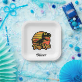 ヴィンテージおもしろい恐竜トレックスアットサンセットチニーレックス ペーパープレート (パーティー)