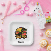 ヴィンテージおもしろい恐竜トレックスアットサンセットチニーレックス ペーパープレート (パーティー)