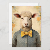 ヴィンテージおもしろい擬人化イースターヒツジ シーズンカード (正面/裏面)