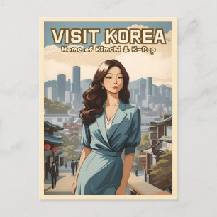 ヴィンテージおもしろい旅行韓国KPopレトログラフィック ポストカード