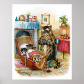 ヴィンテージおもしろい猫と子猫を揺りかごに ポスター (正面)