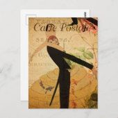 ヴィンテージおもしろい男女踊りカップルDancer ポストカード (正面/裏面)