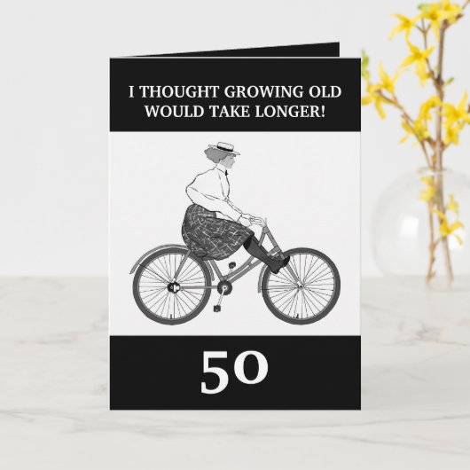 ヴィンテージおもしろい白黒シスター50誕生日 カード (黄色い花)