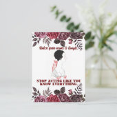 ヴィンテージおもしろい皮肉なラインアートウーマン ポストカード (スタンド正面)