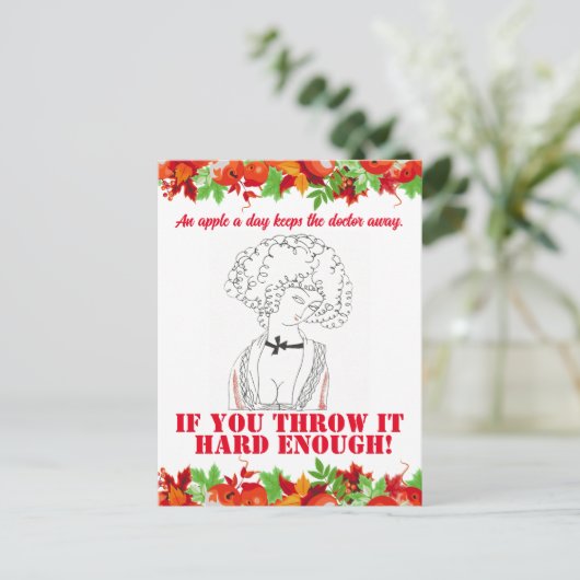 ヴィンテージおもしろい皮肉なラインアートウーマン ポストカード (スタンド正面)