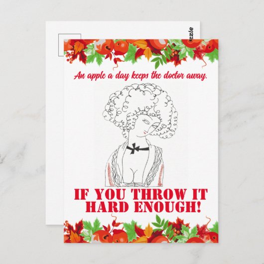 ヴィンテージおもしろい皮肉なラインアートウーマン ポストカード (正面/裏面)