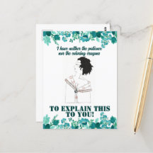 ヴィンテージおもしろい皮肉ラインアート女性はがき