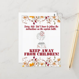 ヴィンテージおもしろい皮肉ラインアート女性はがき ポストカード