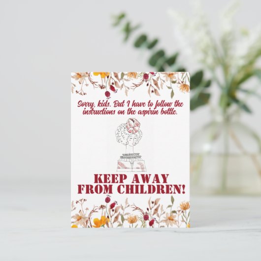 ヴィンテージおもしろい皮肉ラインアート女性はがき ポストカード (スタンド正面)