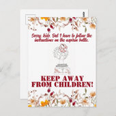 ヴィンテージおもしろい皮肉ラインアート女性はがき ポストカード (正面/裏面)