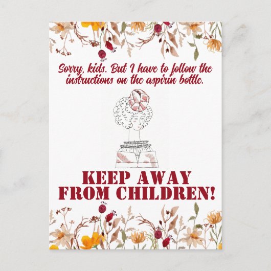 ヴィンテージおもしろい皮肉ラインアート女性はがき ポストカード (正面)