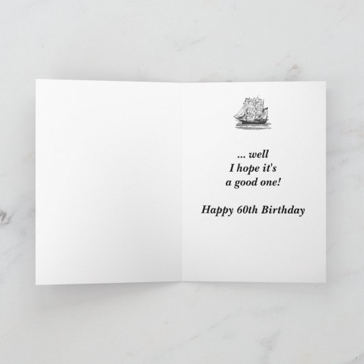 ヴィンテージおもしろい船第60誕生日 カード (内部)