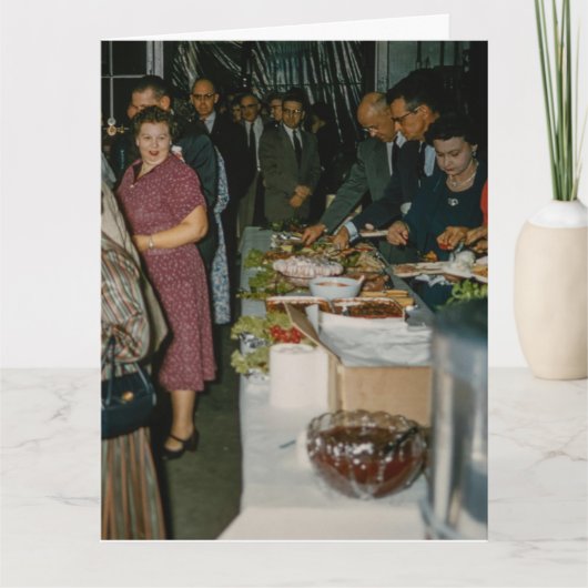 ヴィンテージおもしろい誕生日持ち帰り夕食カード サンキューカード (正面)