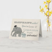 ヴィンテージおもしろい象の卒業書体 カード (黄色い花)