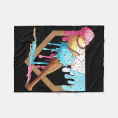 ヴィンテージおもしろい野球アイスクリームドリップ野球 フリースブランケット (正面(横))