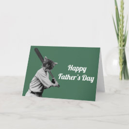 ヴィンテージおもしろい野球猫父の日 シーズンカード