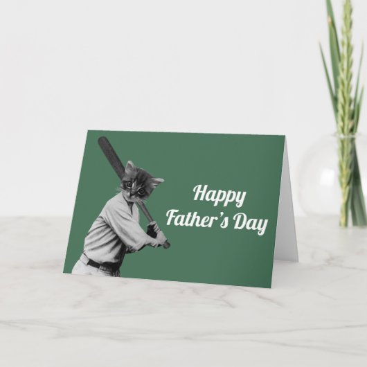 ヴィンテージおもしろい野球猫父の日 シーズンカード (正面)