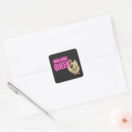 ヴィンテージおもしろい麻雀の女王 スクエアシール (封筒)