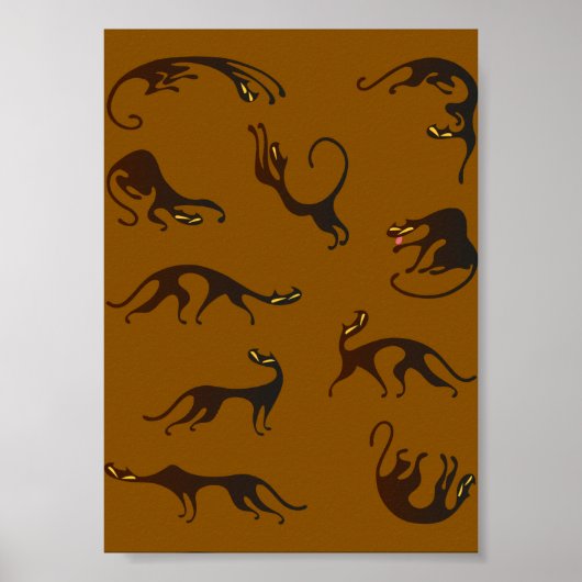 ヴィンテージおもしろい黒褐色の子猫 ポスター (正面)