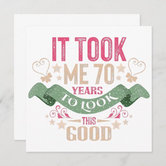 ヴィンテージおもしろい70年のことわざ引用文 招待状 (正面/裏面)