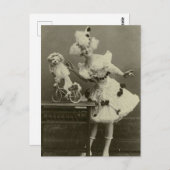 ヴィンテージおもしろい・プードル姿の女性 ポストカード (正面/裏面)