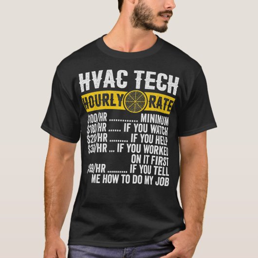 ヴィンテージおもしろいHVAC技術者アパレルの時間当り料金 Tシャツ (正面)