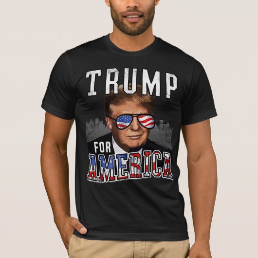 ヴィンテージおもしろいUSAサングラスドナルドトランプ Tシャツ (正面)
