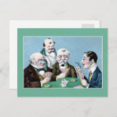 ヴィンテージおもしろカードプレイヤー(ホイスト、ブリッジ)漫画 ポストカード (正面/裏面)