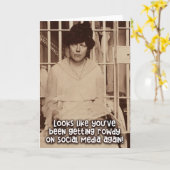 ヴィンテージおもしろカード- Social Media Jailbird カード (黄色い花)