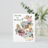 ヴィンテージおもちゃの列車ベビーシャワー招待状 招待状 (スタンド正面)