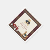 ヴィンテージおもちゃクマチェック柄ベビーシャワーナプキン スタンダードカクテルナプキン (角)