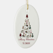 ヴィンテージおもちゃクリスマスツリーレッドスクリプトフォトセラ セラミックオーナメント (右)