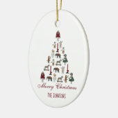 ヴィンテージおもちゃクリスマスツリーレッドスクリプトフォトセラ セラミックオーナメント (左)