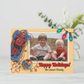 ヴィンテージおもちゃクリスマスフォトカード 招待状 (スタンド正面)