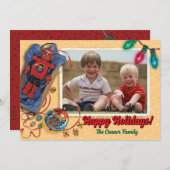 ヴィンテージおもちゃクリスマスフォトカード 招待状 (正面/裏面)